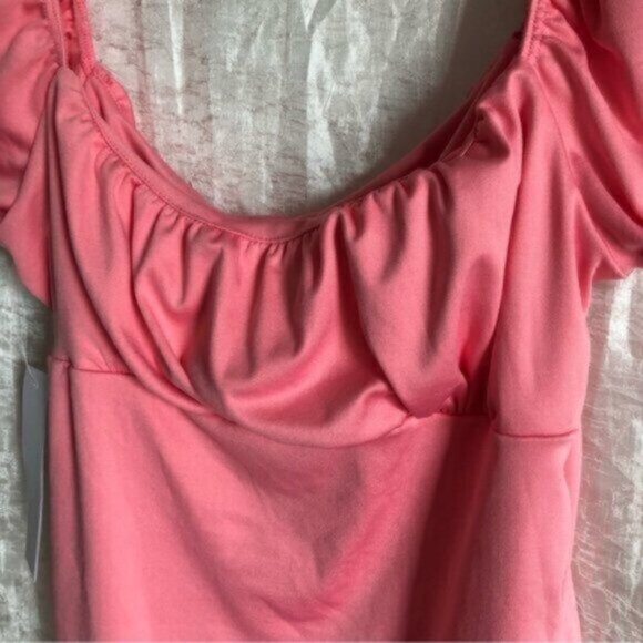 Women’s Pink Puff sleeve Bodysuit NWT Sz Small - Picture 9 of 10